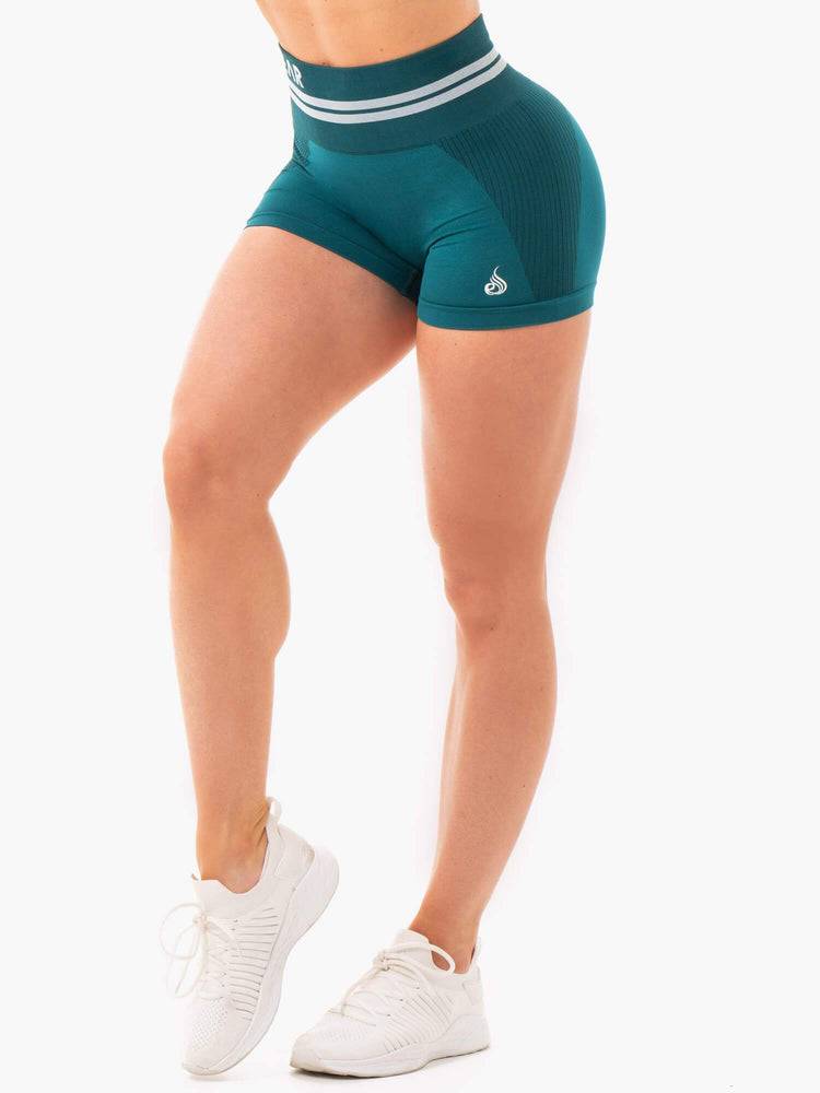 Ryderwear Women Shorts Freestyle Seamless High Waisted Women\'s Shorts Emerald Green | CA2109YU