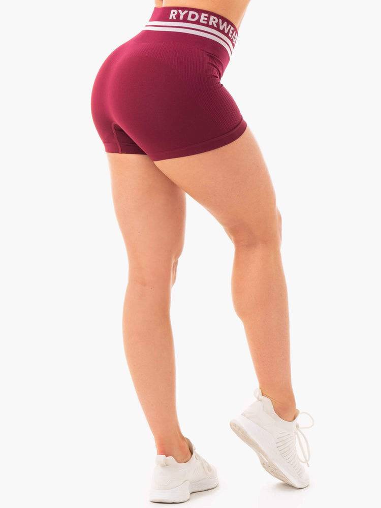 Ryderwear Women Shorts Freestyle Seamless High Waisted Women's Shorts Burgundy | CA2146JJ