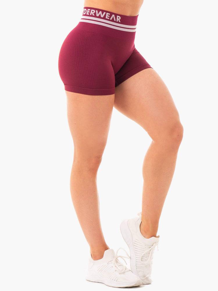 Ryderwear Women Shorts Freestyle Seamless High Waisted Women's Shorts Burgundy | CA2146JJ