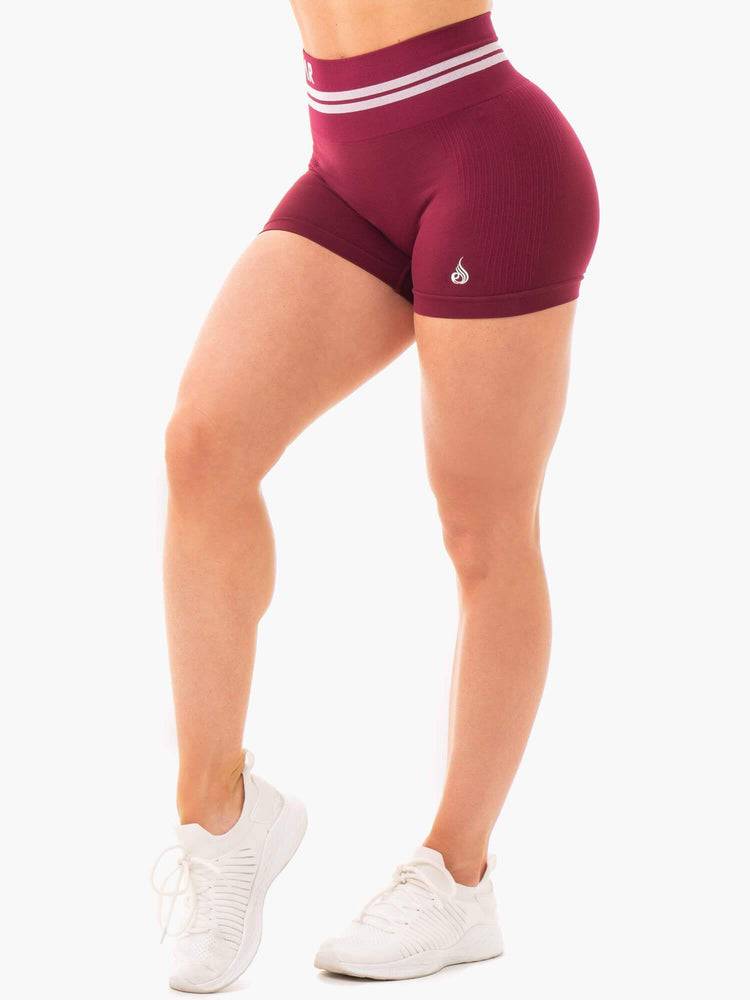 Ryderwear Women Shorts Freestyle Seamless High Waisted Women\'s Shorts Burgundy | CA2146JJ