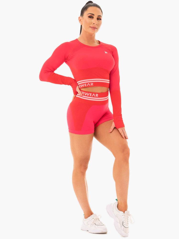 Ryderwear Women Shorts Freestyle Seamless High Waisted Women's Shorts Red | CA2169FM