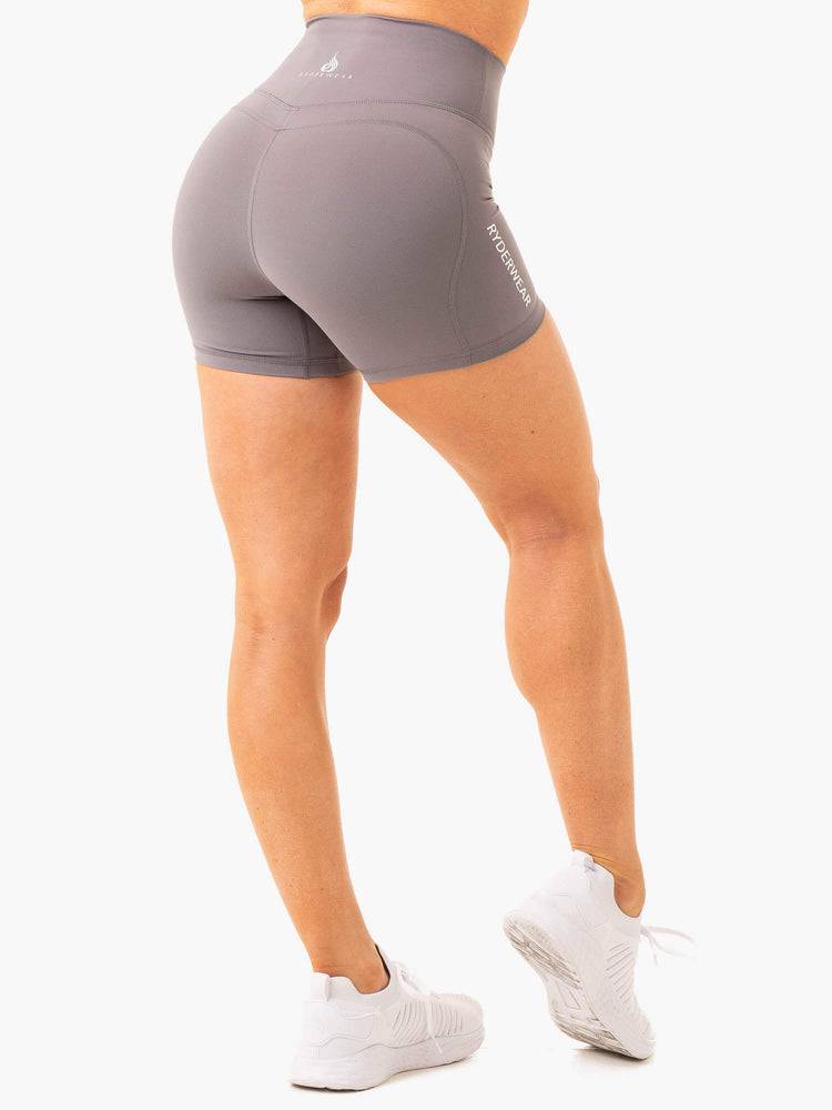 Ryderwear Women Shorts Frequency High Waisted Women's Shorts Smoke Grey | CA2060OR