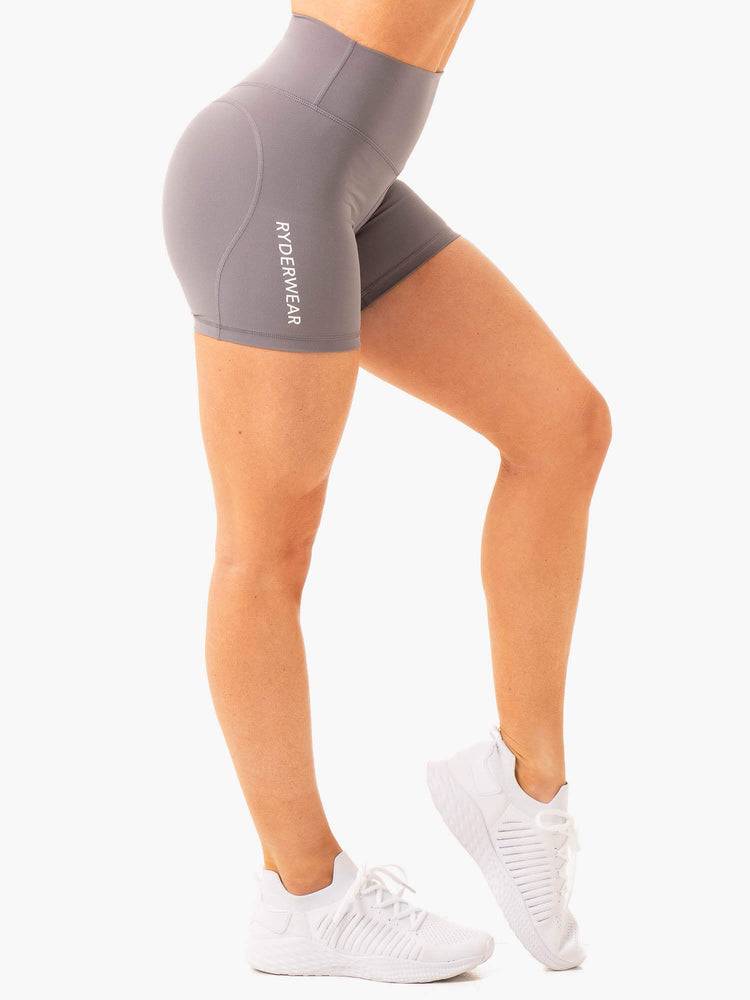 Ryderwear Women Shorts Frequency High Waisted Women's Shorts Smoke Grey | CA2060OR