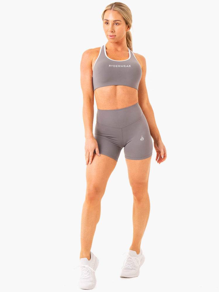 Ryderwear Women Shorts Frequency High Waisted Women's Shorts Smoke Grey | CA2060OR