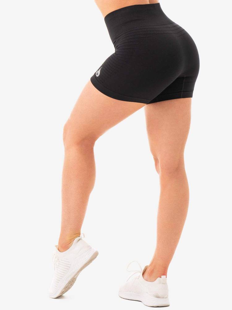 Ryderwear Women Shorts Geo Seamless High Waisted Women's Shorts Black | CA2108TV