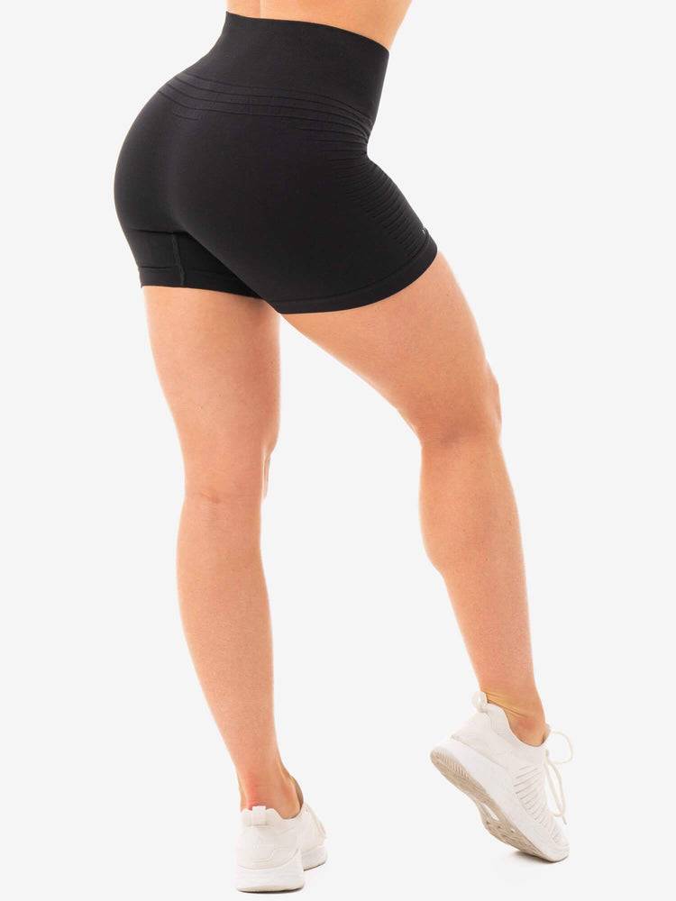 Ryderwear Women Shorts Geo Seamless High Waisted Women's Shorts Black | CA2108TV