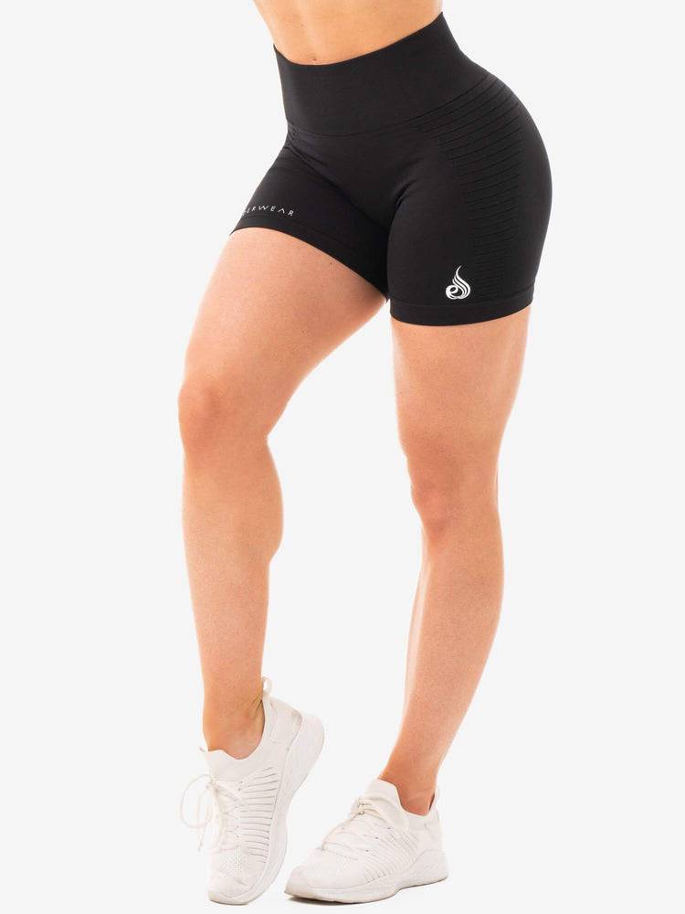 Ryderwear Women Shorts Geo Seamless High Waisted Women\'s Shorts Black | CA2108TV