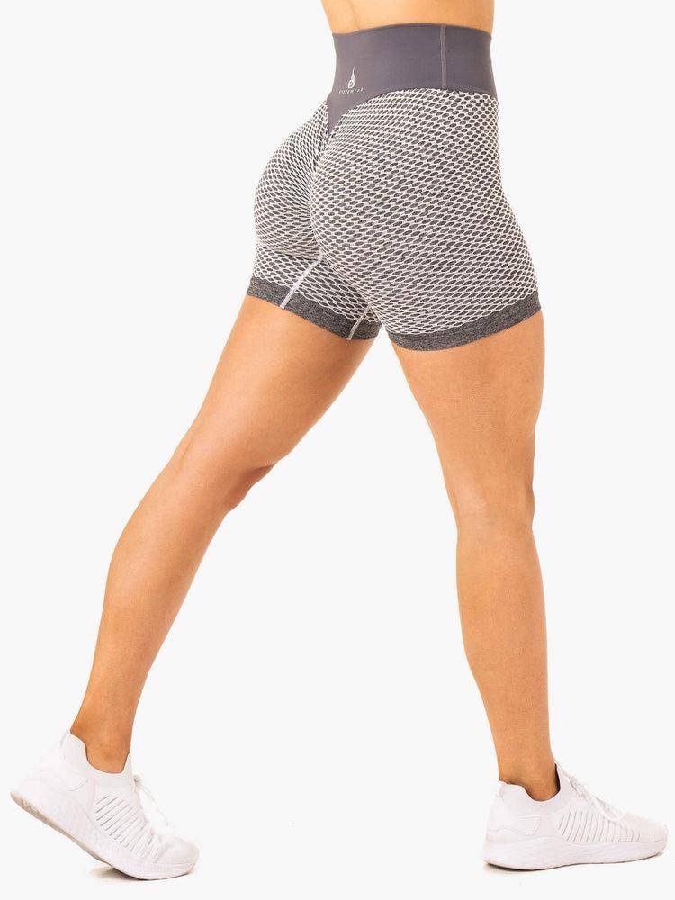 Ryderwear Women Shorts Honeycomb Scrunch Seamless Women's Shorts Grey Marl | CA2029RW