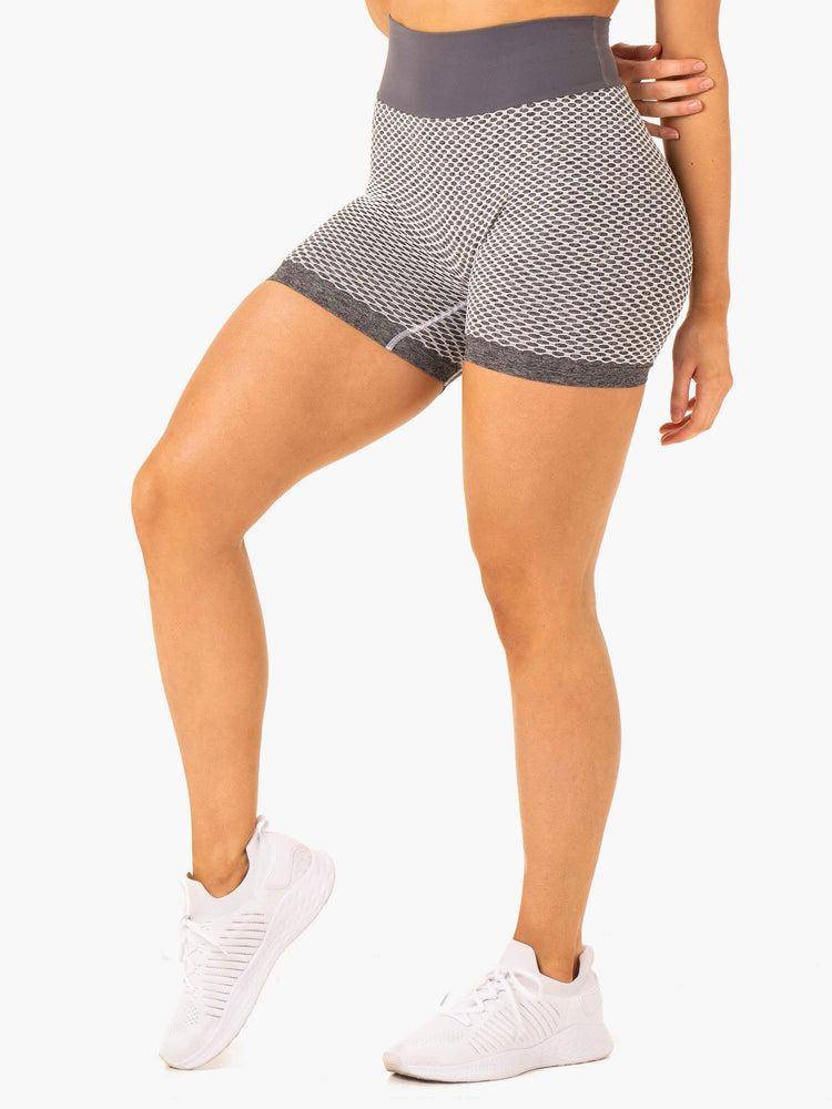 Ryderwear Women Shorts Honeycomb Scrunch Seamless Women's Shorts Grey Marl | CA2029RW