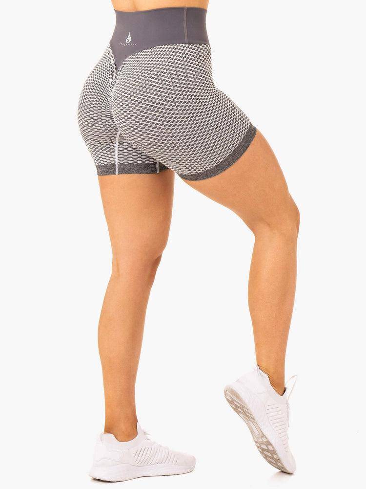 Ryderwear Women Shorts Honeycomb Scrunch Seamless Women's Shorts Grey Marl | CA2029RW