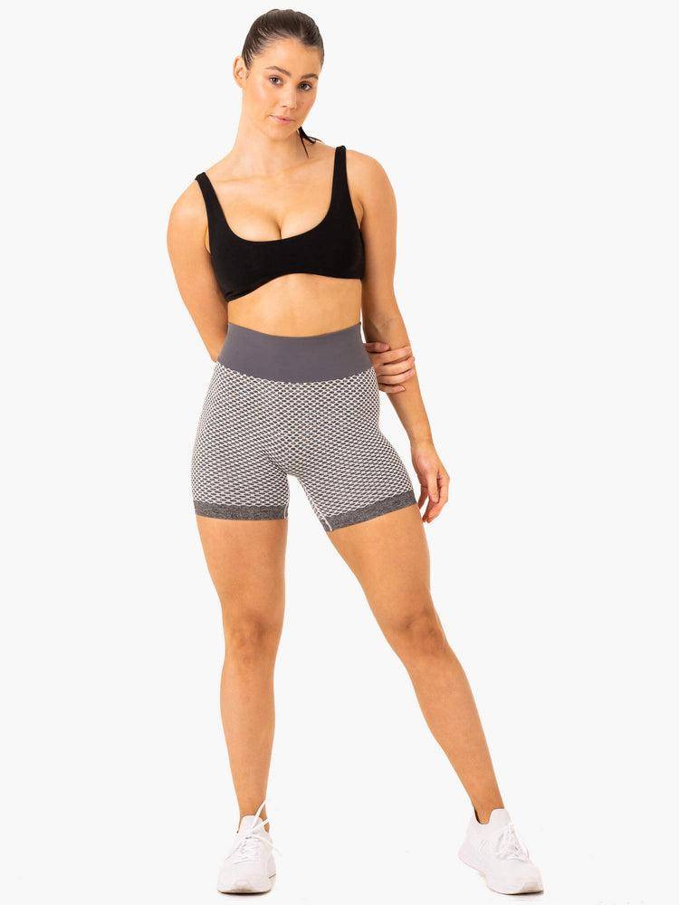 Ryderwear Women Shorts Honeycomb Scrunch Seamless Women's Shorts Grey Marl | CA2029RW