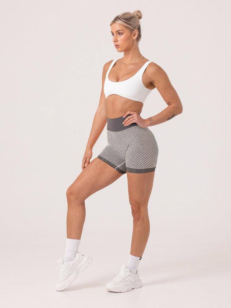 Ryderwear Women Shorts Honeycomb Scrunch Seamless Women\'s Shorts Grey Marl | CA2029RW