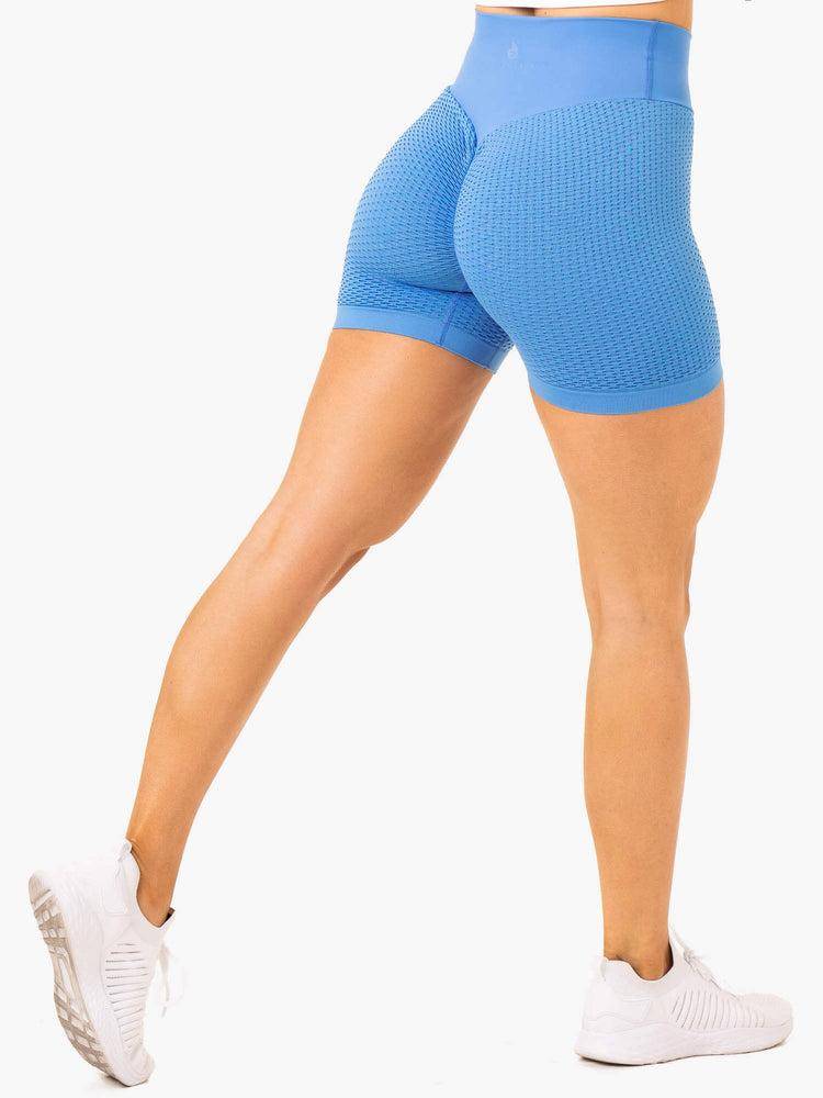 Ryderwear Women Shorts Honeycomb Scrunch Seamless Women's Shorts Bright Blue | CA2043KI