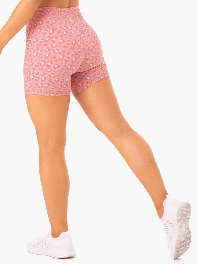 Ryderwear Women Shorts Hybrid Mid Length Women's Shorts Pink Leopard | CA2159RW