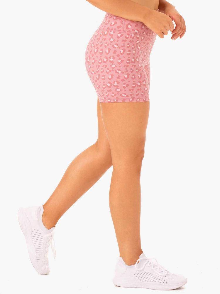 Ryderwear Women Shorts Hybrid Mid Length Women's Shorts Pink Leopard | CA2159RW