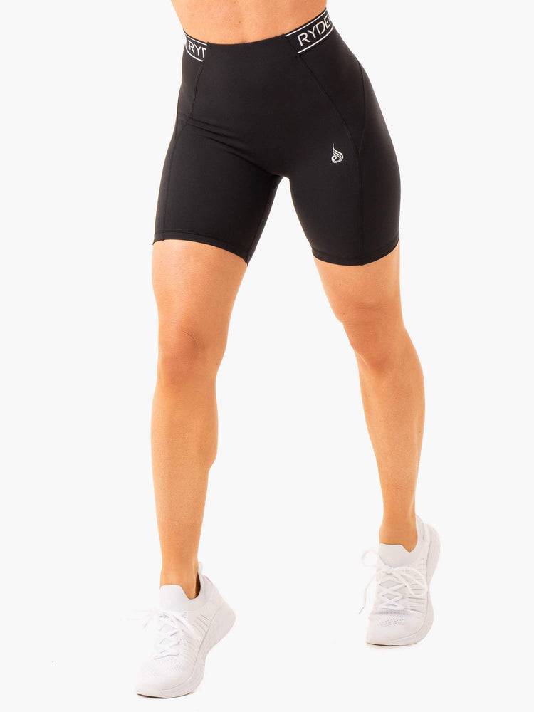 Ryderwear Women Shorts Level Up High Waisted Scrunch Women's Shorts Black | CA2128NB