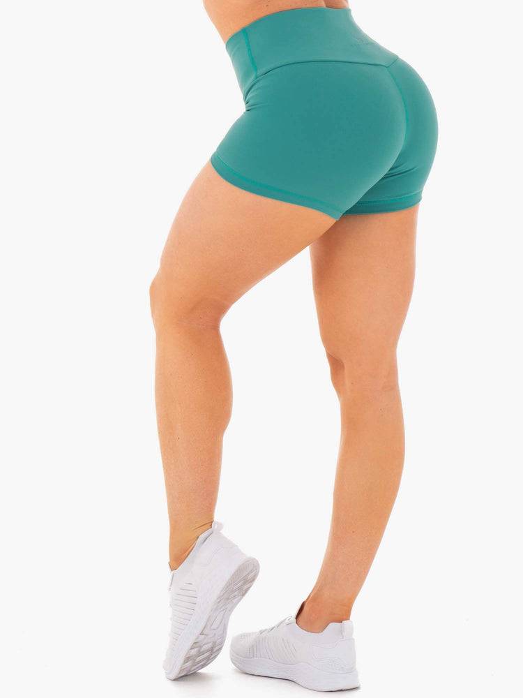 Ryderwear Women Shorts Motion High Waisted Women's Shorts Teal | CA1979YU