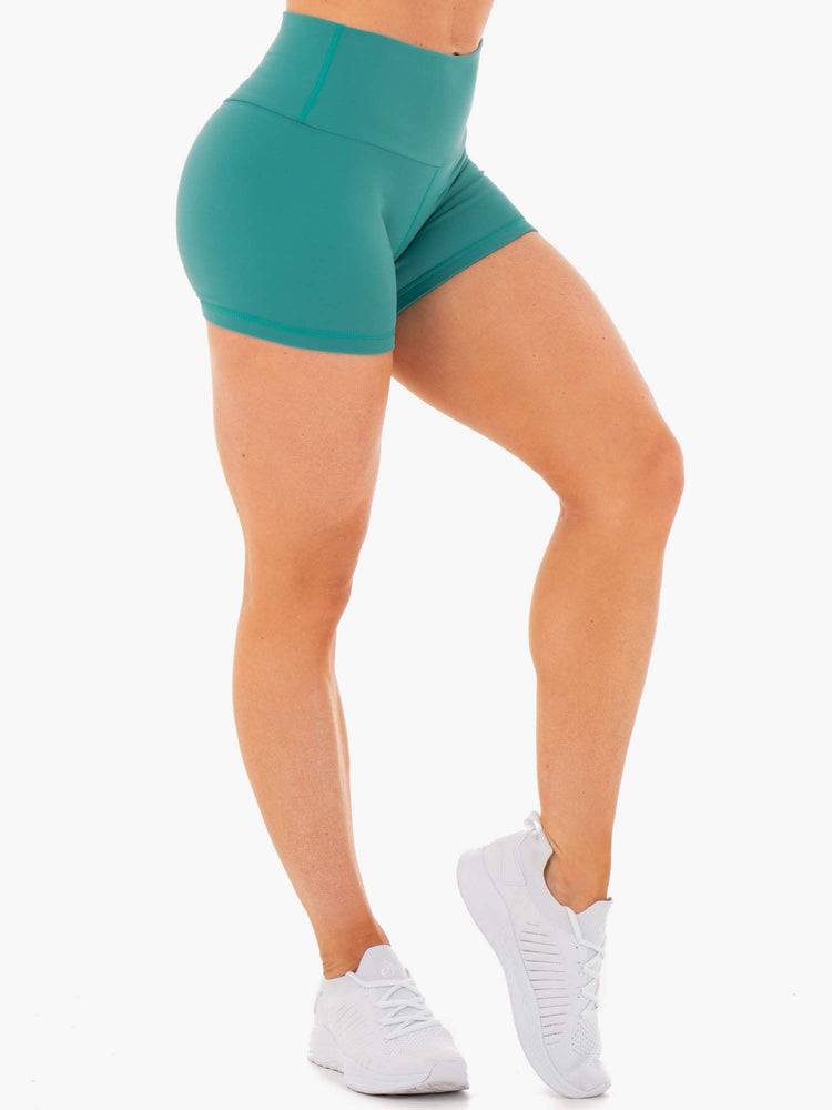 Ryderwear Women Shorts Motion High Waisted Women's Shorts Teal | CA1979YU