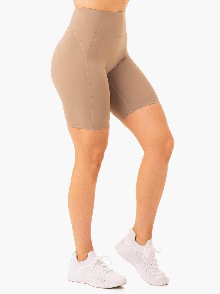 Ryderwear Women Shorts NKD Frame High Waisted Bike Women's Shorts Latte | CA2071ZG