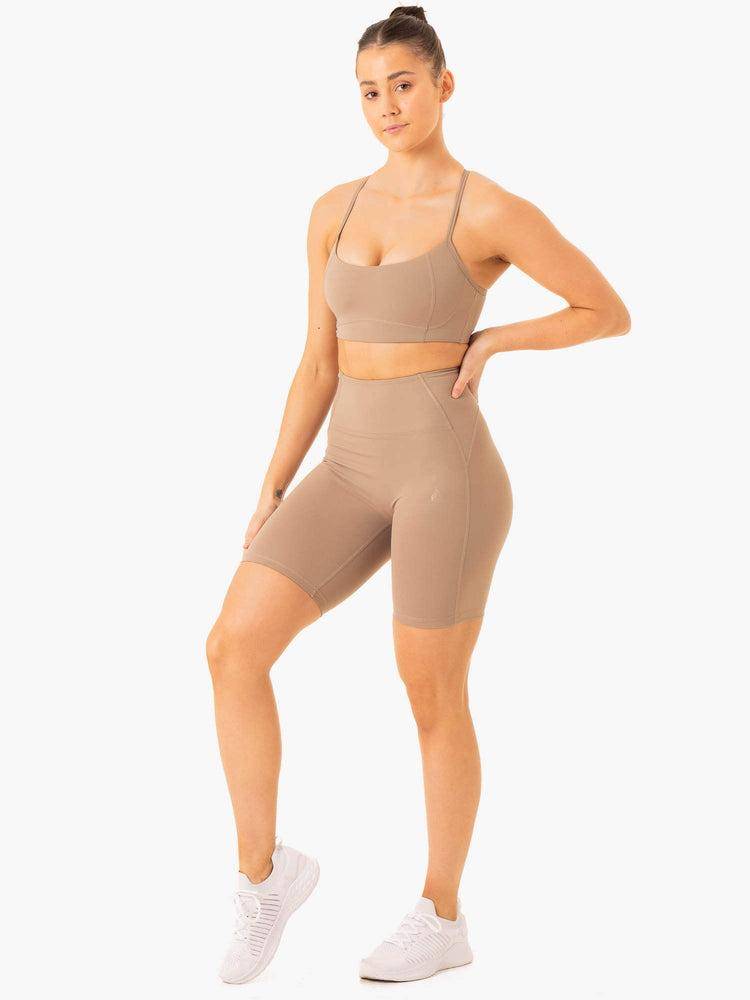 Ryderwear Women Shorts NKD Frame High Waisted Bike Women's Shorts Latte | CA2071ZG