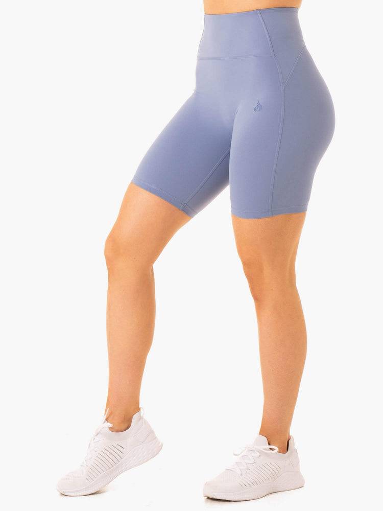 Ryderwear Women Shorts NKD Frame High Waisted Bike Women's Shorts Stonewash Blue | CA2171HK