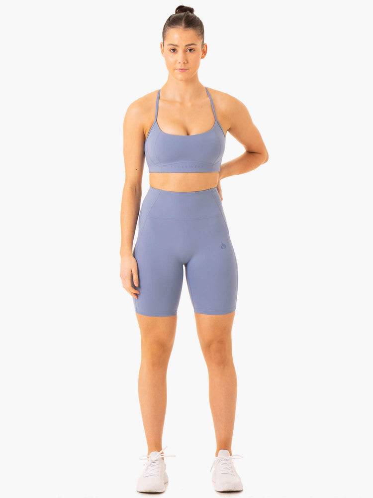 Ryderwear Women Shorts NKD Frame High Waisted Bike Women's Shorts Stonewash Blue | CA2171HK