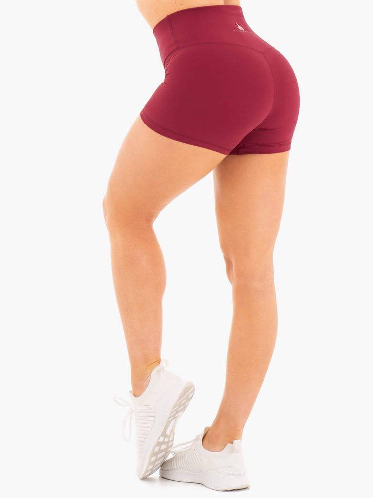 Ryderwear Women Shorts NKD High Waisted Women's Shorts Berry Red | CA1950EX