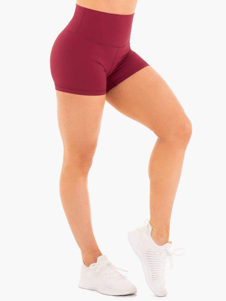 Ryderwear Women Shorts NKD High Waisted Women's Shorts Berry Red | CA1950EX