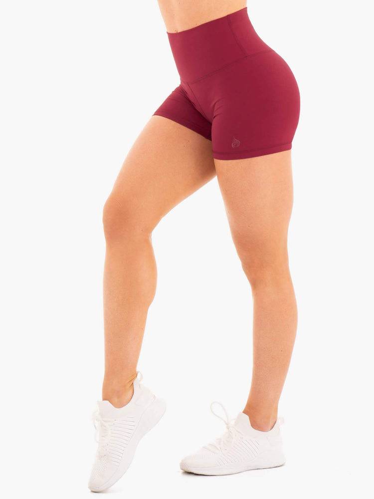 Ryderwear Women Shorts NKD High Waisted Women\'s Shorts Berry Red | CA1950EX