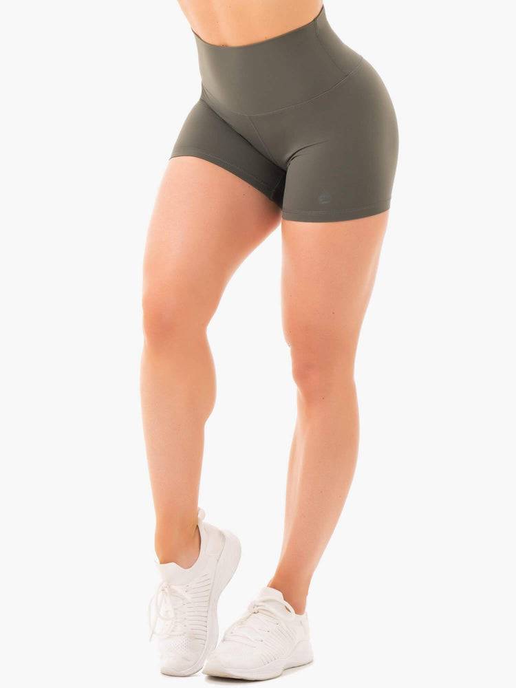 Ryderwear Women Shorts NKD High Waisted Women\'s Shorts Khaki | CA1957PQ