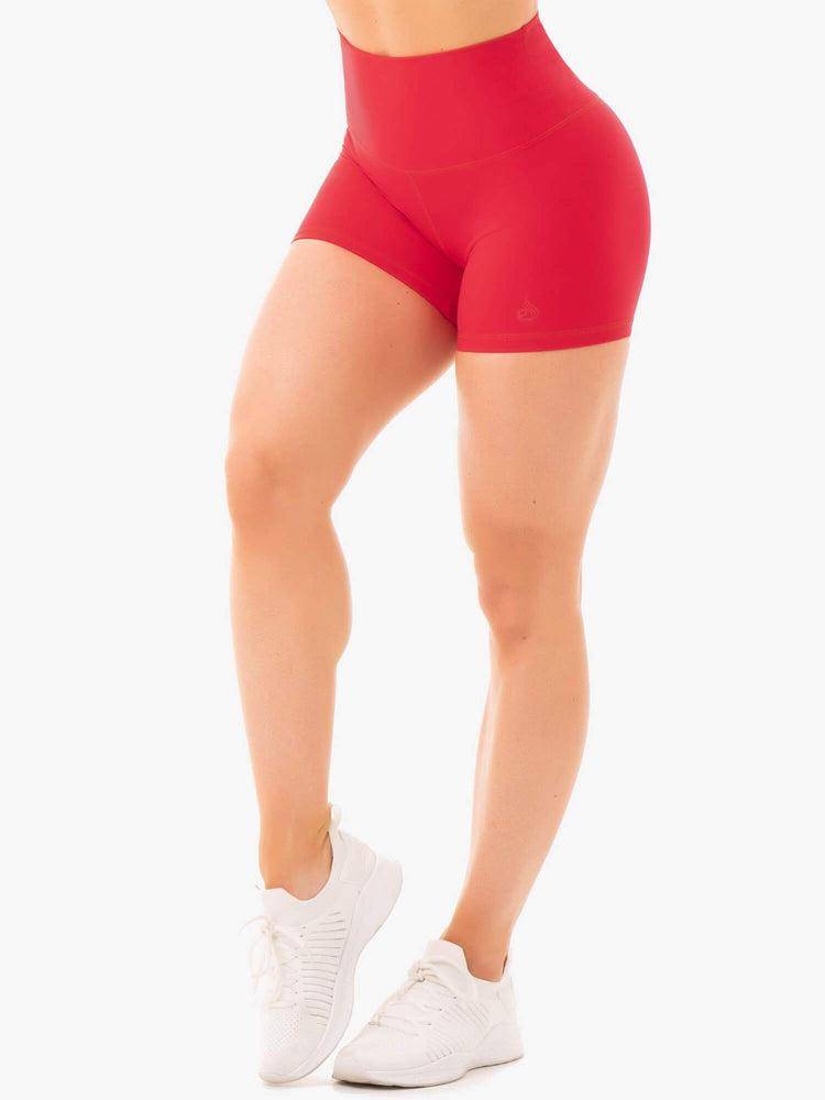 Ryderwear Women Shorts NKD High Waisted Women\'s Shorts Red | CA2185RW