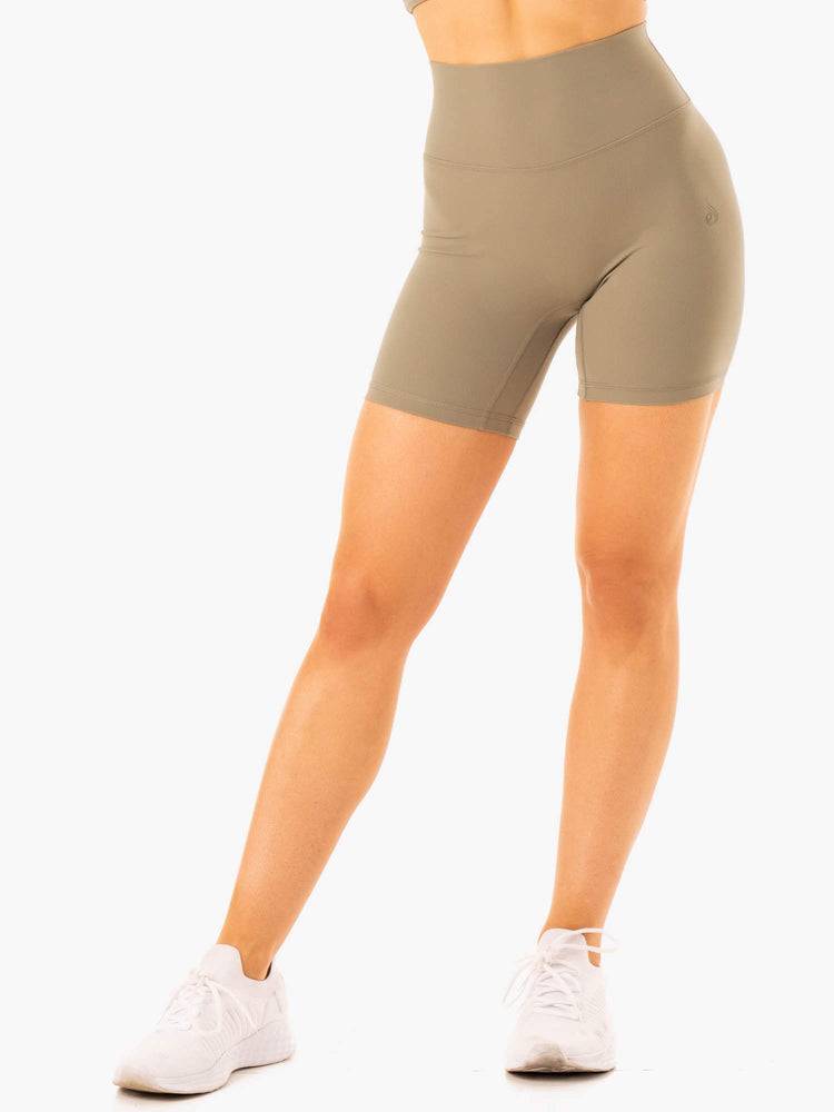 Ryderwear Women Shorts NKD Refine High Waisted Women\'s Shorts Khaki | CA1990JJ