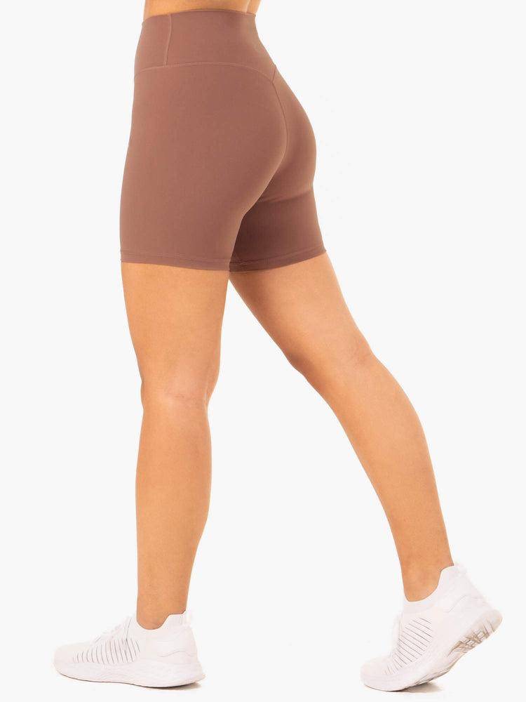 Ryderwear Women Shorts NKD Refine High Waisted Women's Shorts Mocha | CA1998NB