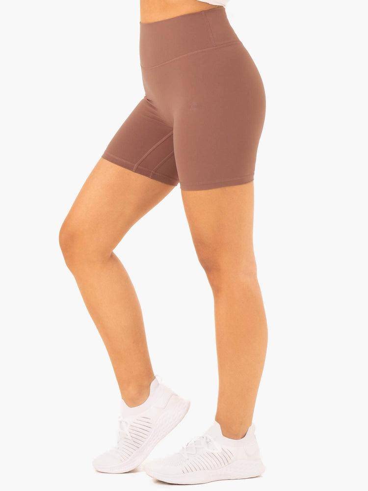 Ryderwear Women Shorts NKD Refine High Waisted Women's Shorts Mocha | CA1998NB