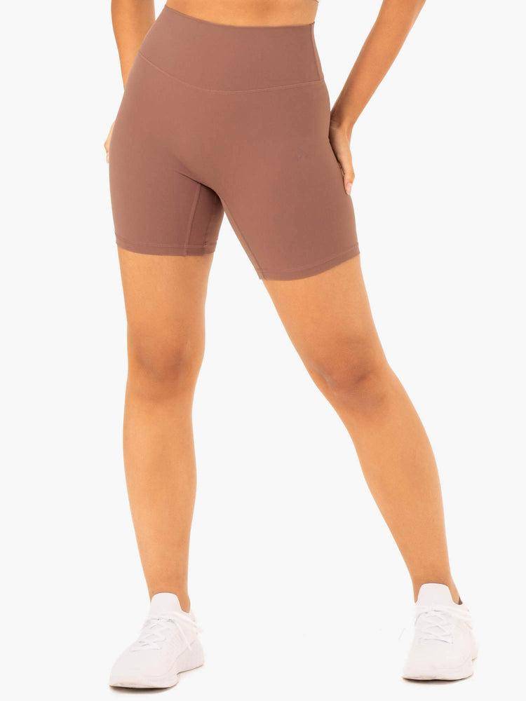 Ryderwear Women Shorts NKD Refine High Waisted Women\'s Shorts Mocha | CA1998NB