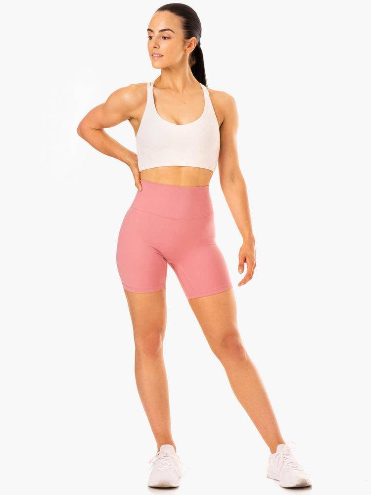 Ryderwear Women Shorts NKD Refine High Waisted Women's Shorts Dusty Pink | CA2013FM