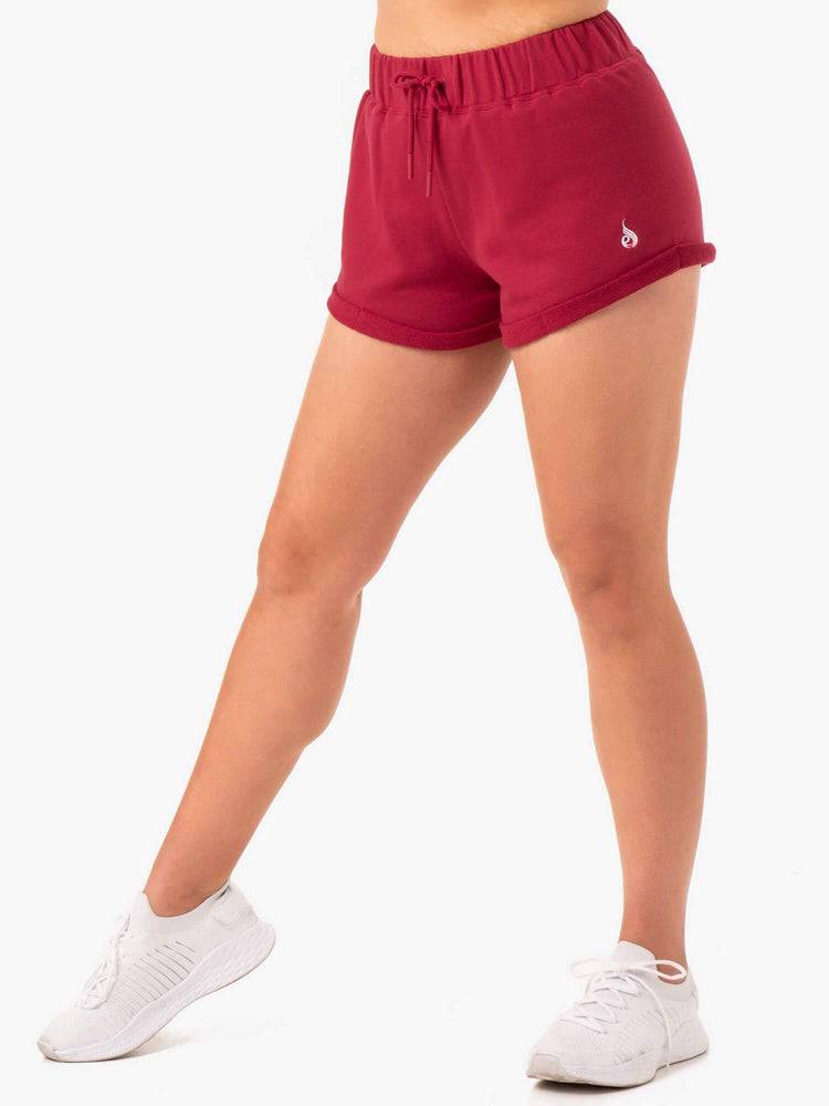 Ryderwear Women Shorts Off Duty Fleece Women\'s Shorts Burgundy | CA2012DN