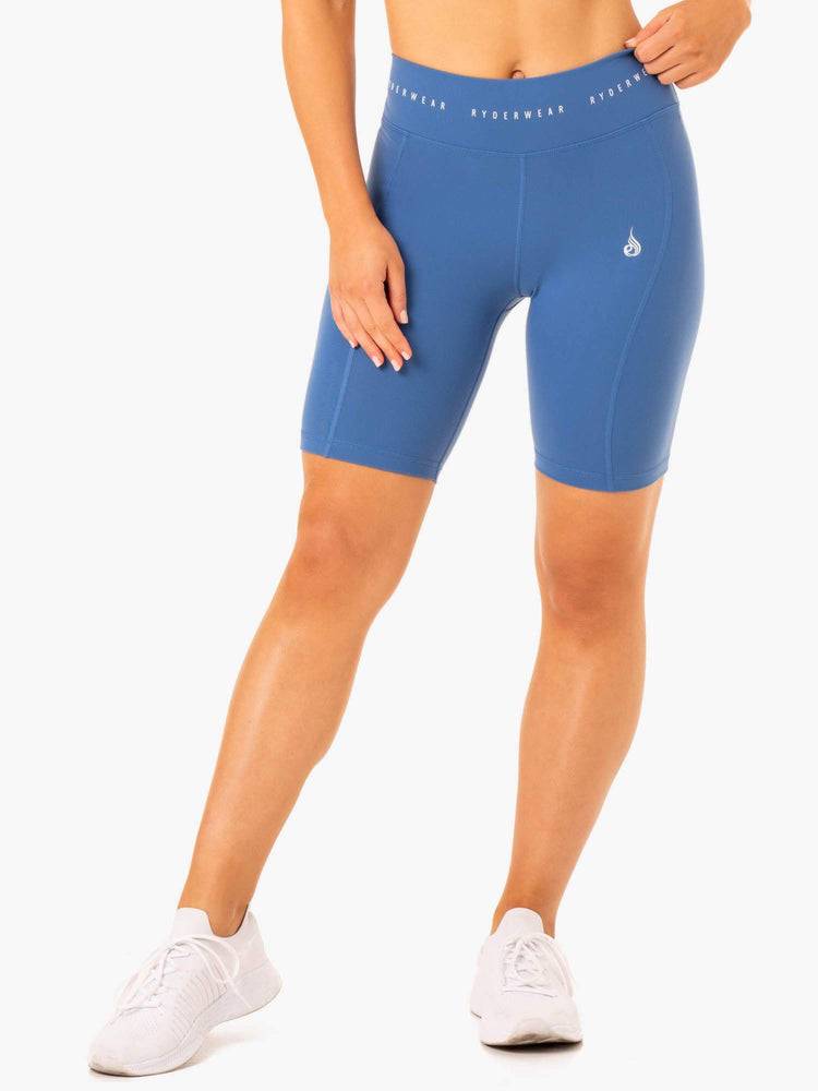 Ryderwear Women Shorts Reflex High Waisted Bike Women\'s Shorts Blue | CA2049BC