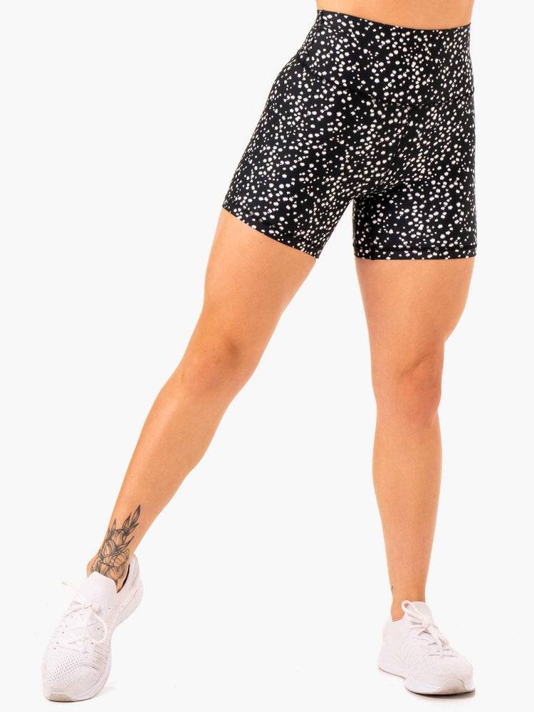 Ryderwear Women Shorts Reform High Waisted Women's Shorts Black Speckle | CA1967ZG