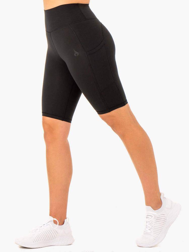 Ryderwear Women Shorts Reset High Waisted Pocket Bike Women's Shorts Black | CA2008OR