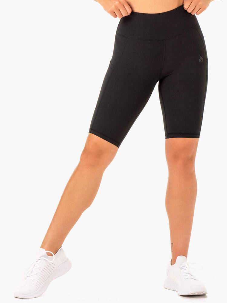 Ryderwear Women Shorts Reset High Waisted Pocket Bike Women's Shorts Black | CA2008OR