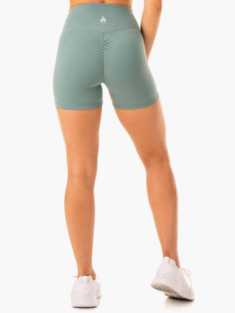 Ryderwear Women Shorts Revival Scrunch Bum Women's Shorts Sage Green | CA2033IS