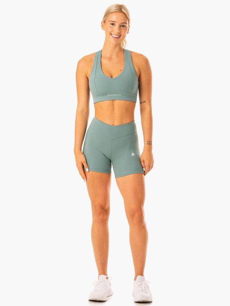 Ryderwear Women Shorts Revival Scrunch Bum Women's Shorts Sage Green | CA2033IS