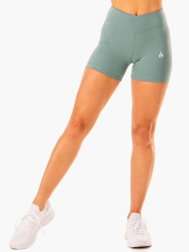 Ryderwear Women Shorts Revival Scrunch Bum Women\'s Shorts Sage Green | CA2033IS