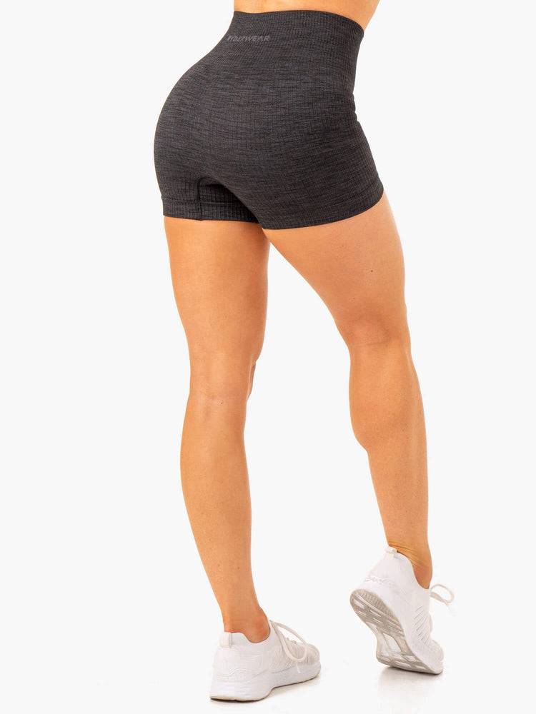 Ryderwear Women Shorts Rib Seamless Women's Shorts Black Marl | CA1975WY