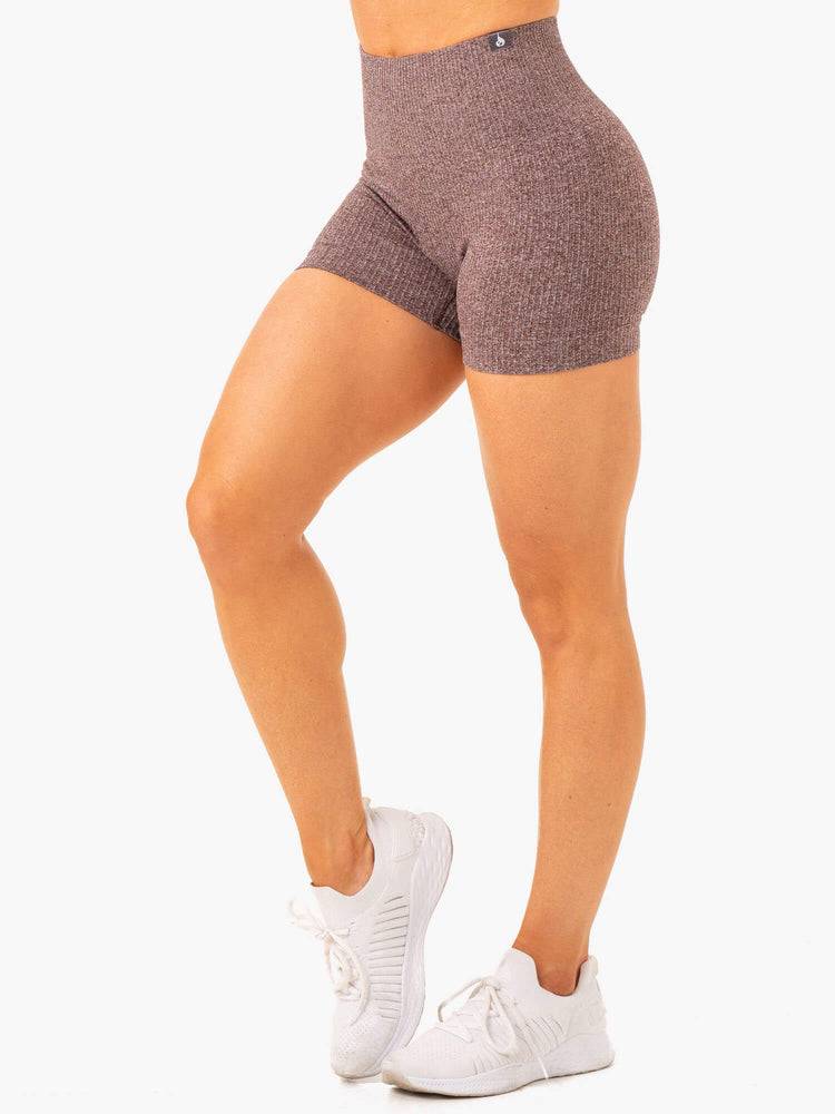 Ryderwear Women Shorts Rib Seamless Women's Shorts Chocolate Marl | CA1988GL