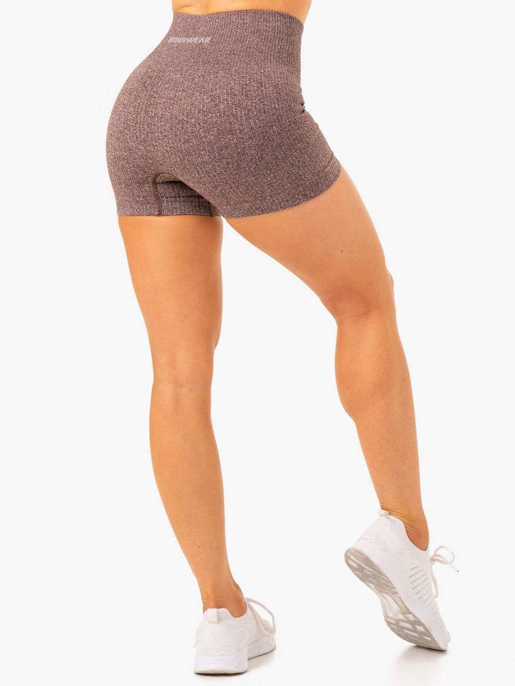 Ryderwear Women Shorts Rib Seamless Women's Shorts Chocolate Marl | CA1988GL