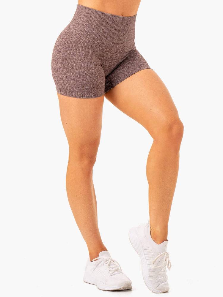 Ryderwear Women Shorts Rib Seamless Women's Shorts Chocolate Marl | CA1988GL