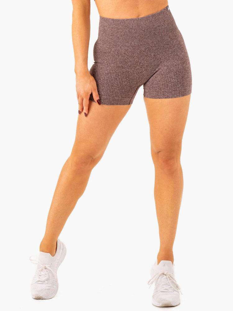 Ryderwear Women Shorts Rib Seamless Women\'s Shorts Chocolate Marl | CA1988GL