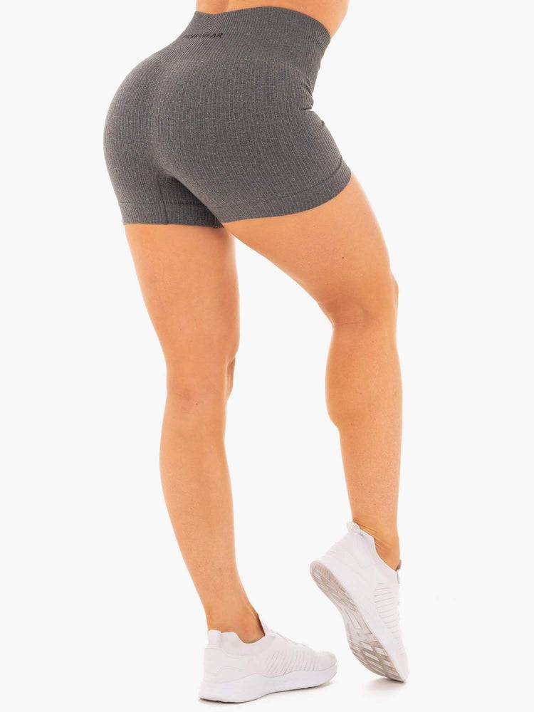 Ryderwear Women Shorts Rib Seamless Women's Shorts Charcoal Marl | CA2131WY